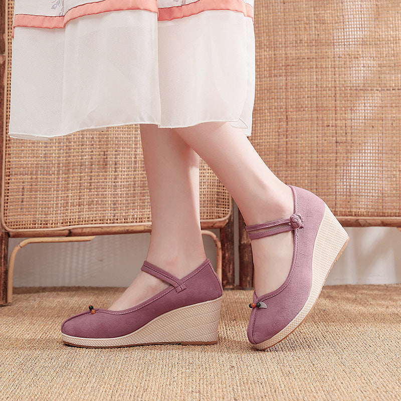 Klassische, mit Stoff bestickte Damen-Retro-Canvas-Schuhe aus Baumwolle und Leinen