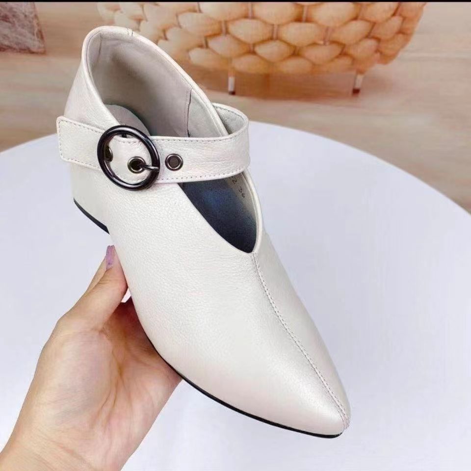 Women's Fashion Pumps Thick Deep Mouth Pointed Women's Shoes