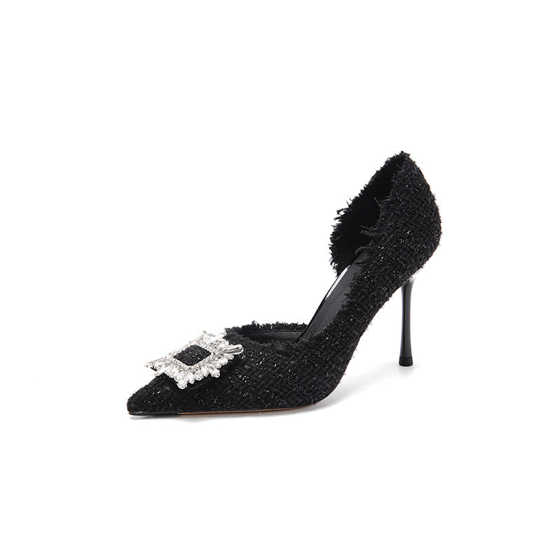 Damen Spitzschuh Strass Hohe Winter Stiletto Damenschuhe