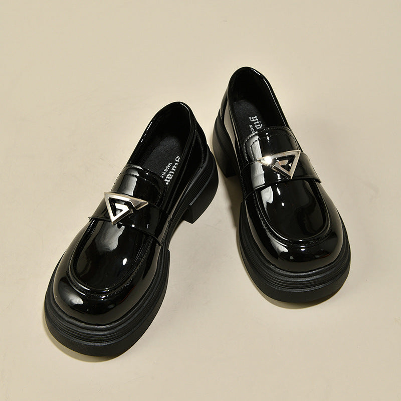 Women's Spring Black Thin British Style Niche Loafers