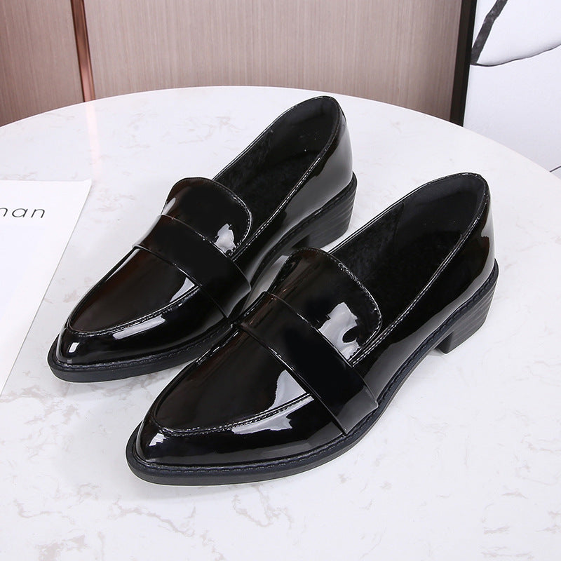 Women's Tang Jing Pumps Professional Black British Leather Shoes