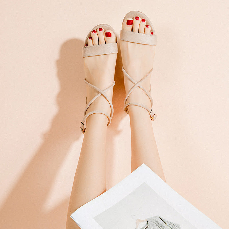 Women's Summer Versatile Medium Chunky With Long Heels