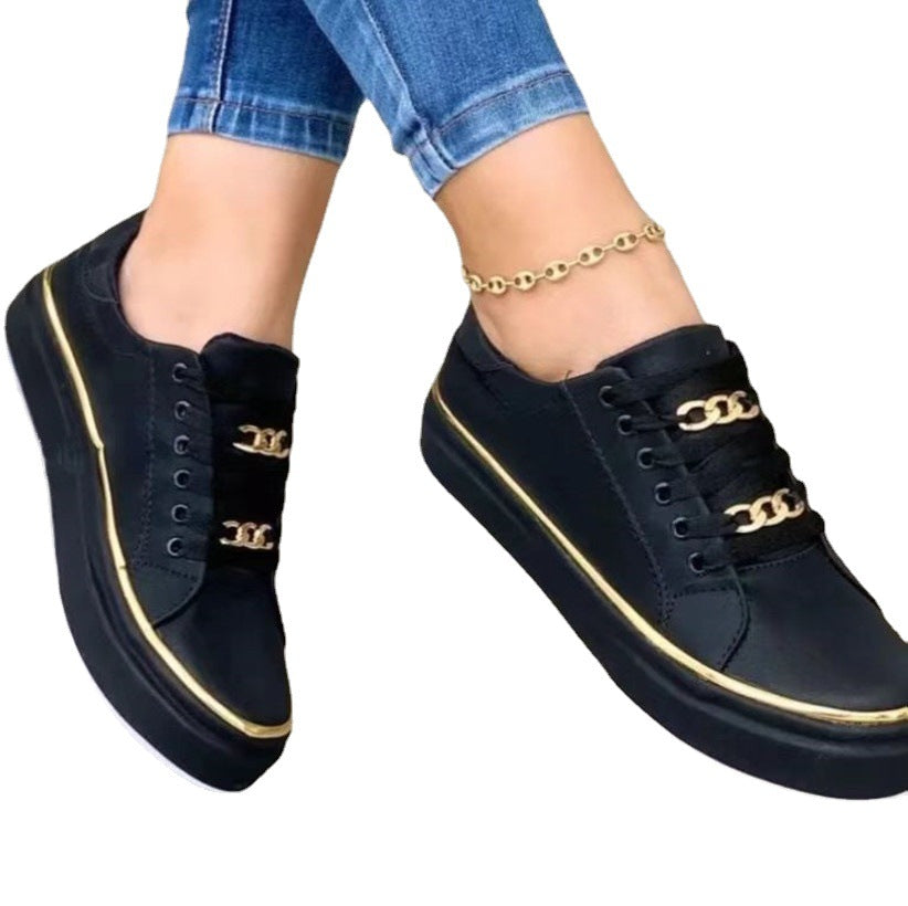 Women's Plus Size Platform Chain Sports Style Loafers