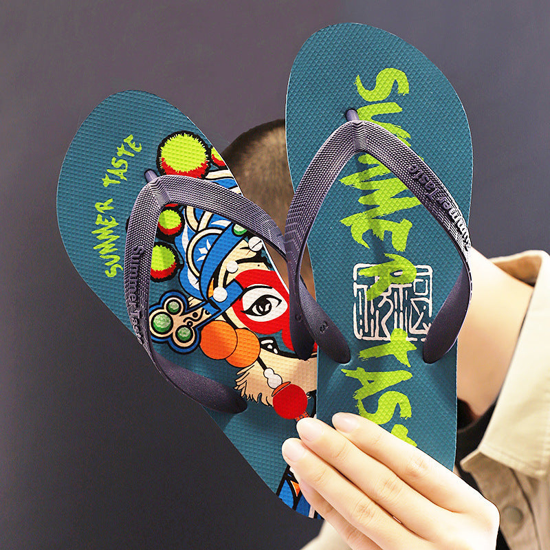 Men's Fashion Facial Makeup Summer Outdoor Fashionable Flip Flops