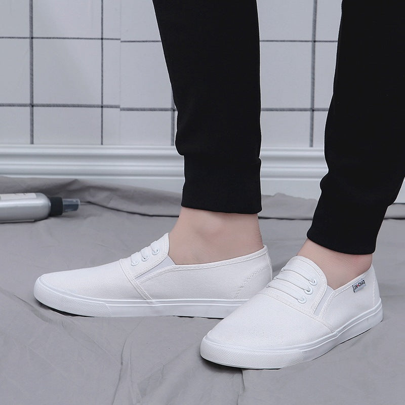 Herren-Slip-on-Schuhe aus weißem Tanz-Canvas mit Vier-Labour-Schutz