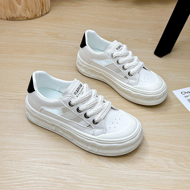 Women's Summer Korean Style Basic White Height Increasing Casual Shoes