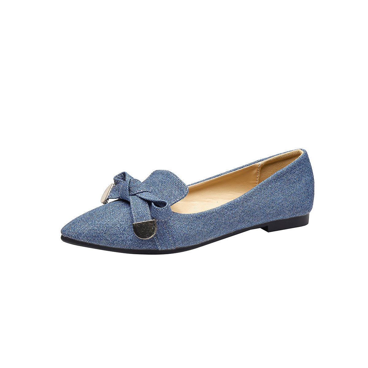 Flache, niedrig geschnittene, einlagige Slip-On-Schuhe aus weichem Denim für Damen