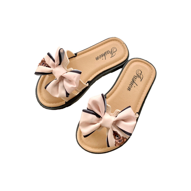 Kinder Sommer Bär Bowknot Indoor Outdoor Weiche Sandalen