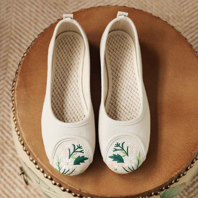 Flache Canvas-Schuhe im Ethno-Stil für Damen