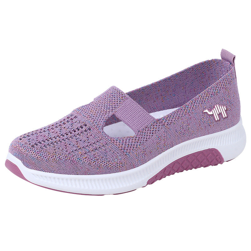 Slip-on Mother's Mesh Breathable Flat Non-slip Soft Sneakers