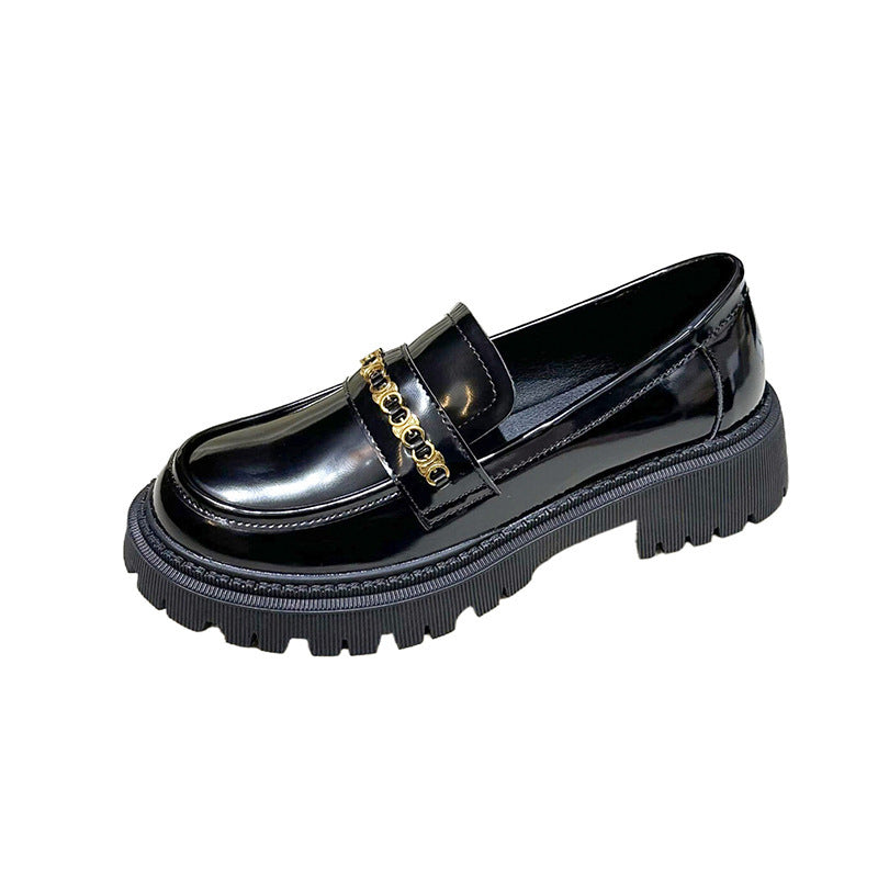 Damen Plateau Retro Britischer Stil Klobige Kleine Loafer