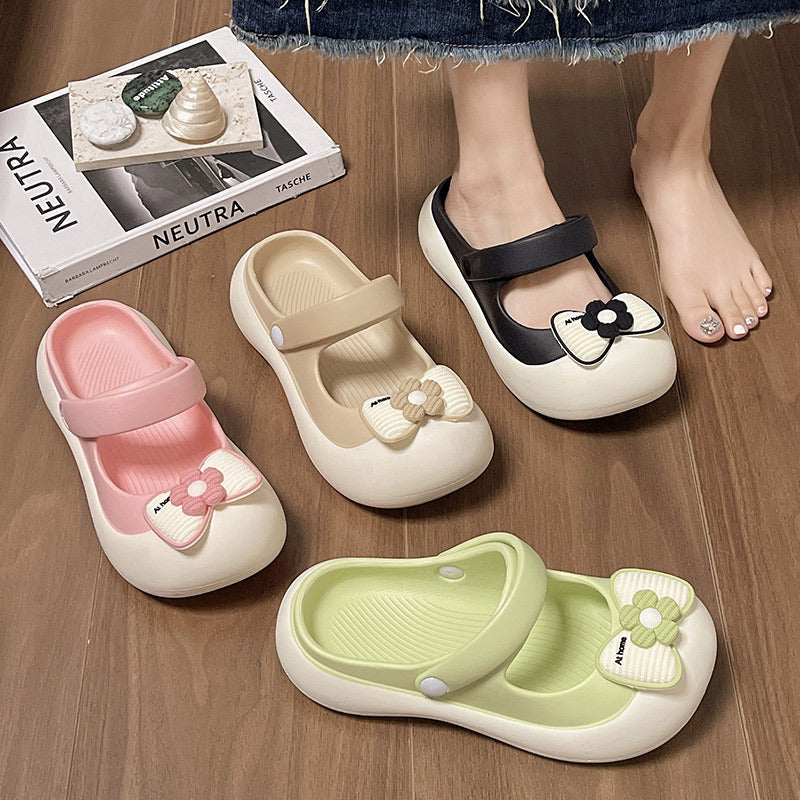 Women's Closed Toe Summer Heart Bow Outer Wear Sandals