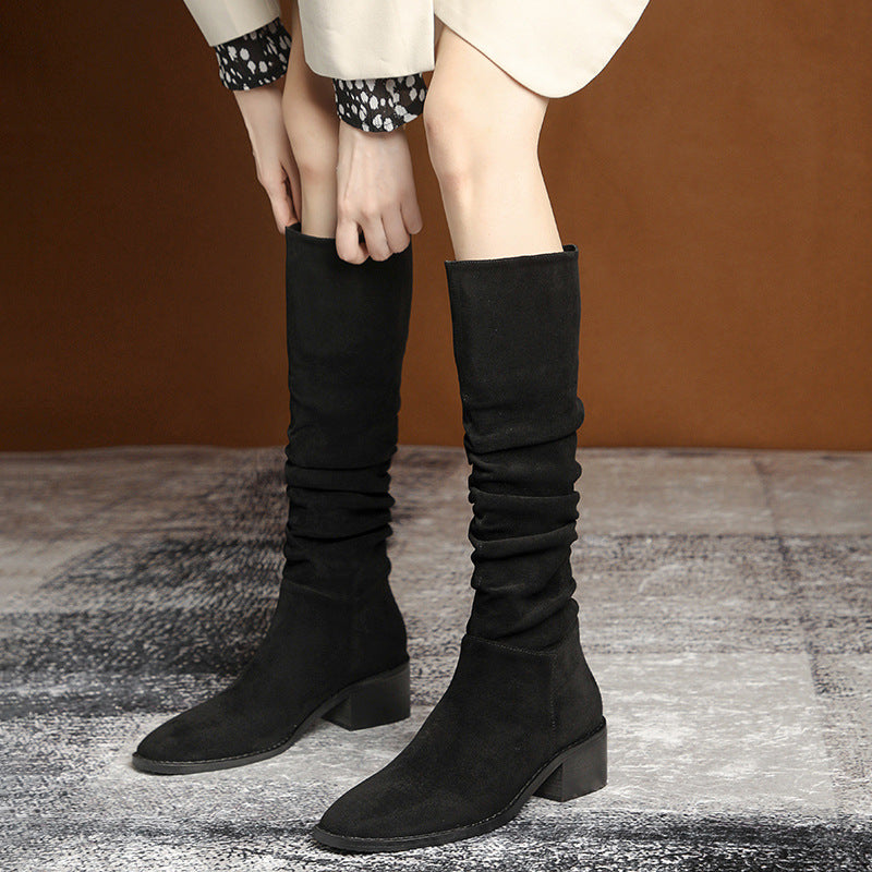 Casual Attractive Pile Style Chunky High Boots