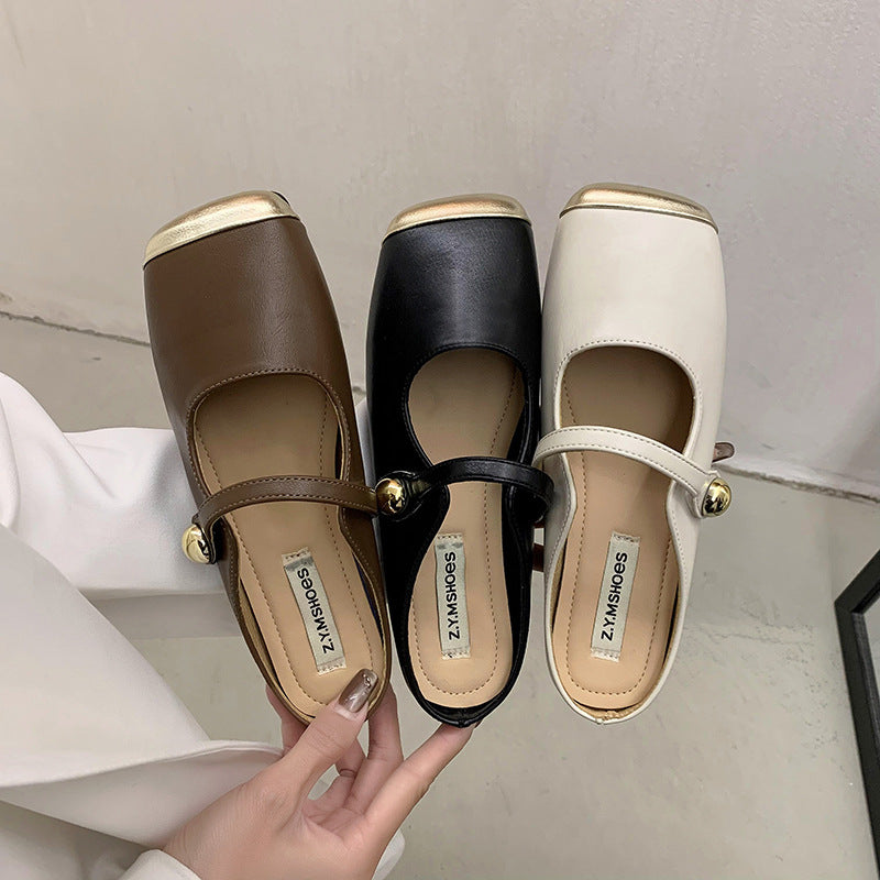 Women's Toe Half Outer Wear Korean Version Of Style Fairy Heels