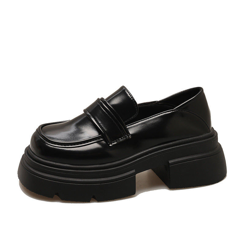 Schwarze Mary-Loafer mit Plateausohle für Damen im Herbst-Retro-Stil