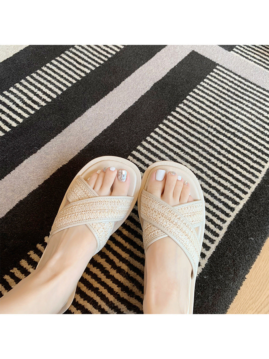 Sandales ouvertes à bout rond et bride à boucle croisée pour femmes