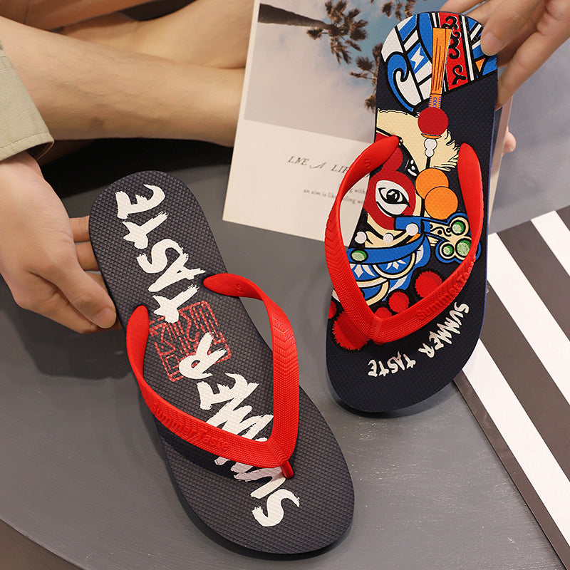 Men's Fashion Facial Makeup Summer Outdoor Fashionable Flip Flops