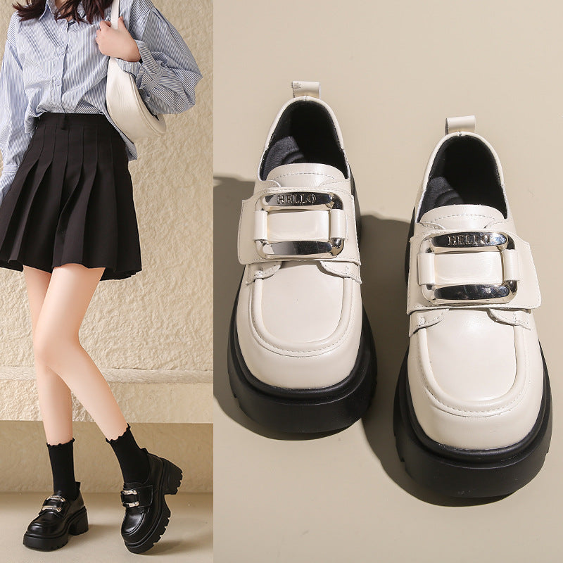 Metal Buckle Muffin Platform Female British Loafers