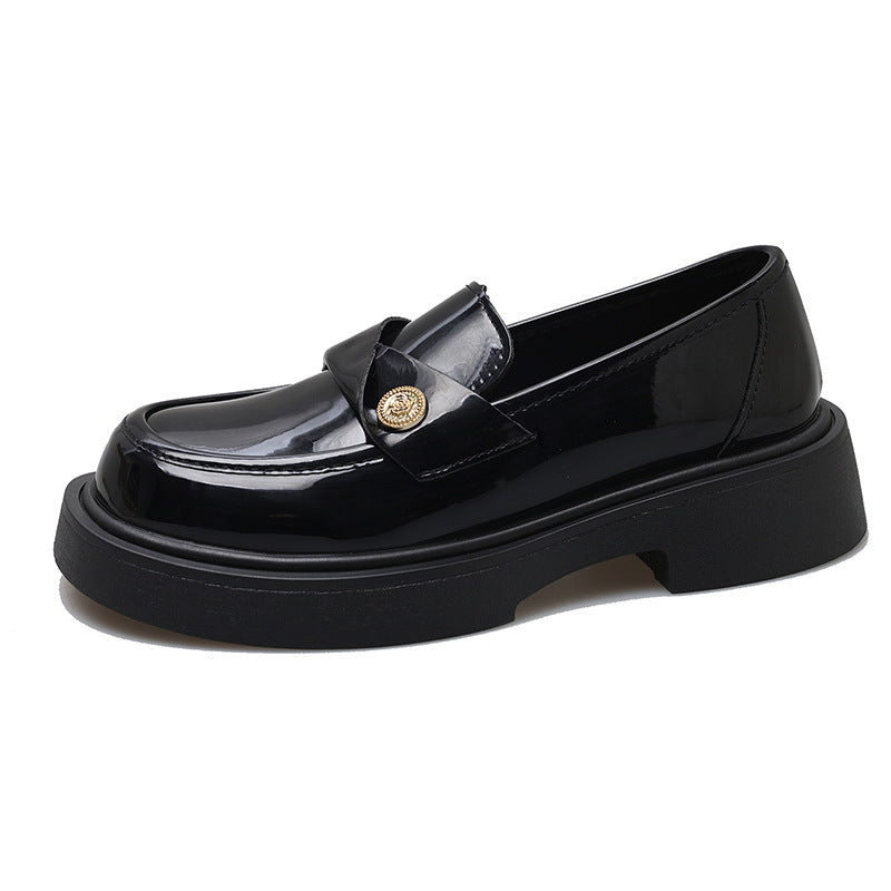 Women's British Style Black Thick Bottom Fashion Loafers