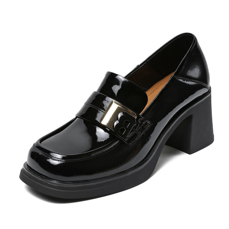 Women's Chunky Pumps Female Square Toe Slip-on Loafers