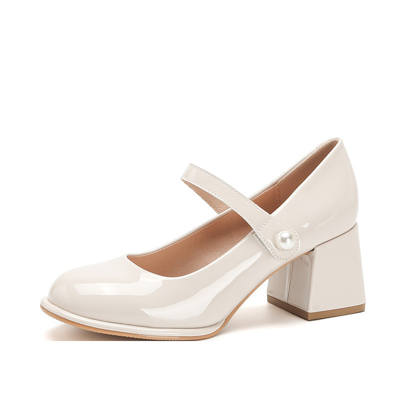 Jane Summer Loafer mit niedrigem Absatz und Perlenriemen für Damen