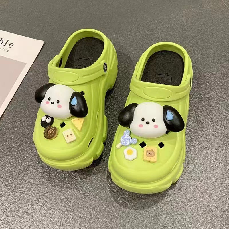 Chaussures d'été pour femmes à semelle épaisse avec motif de chien de dessin animé