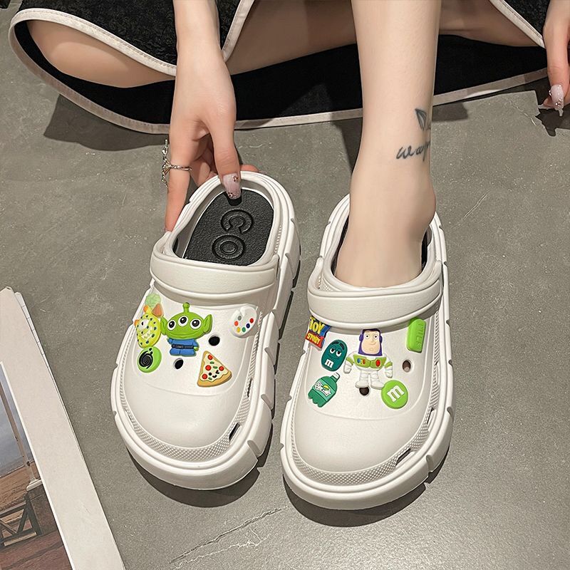 Women's Cute Cartoon Thick Bottom Two-way Closed Women's Shoes