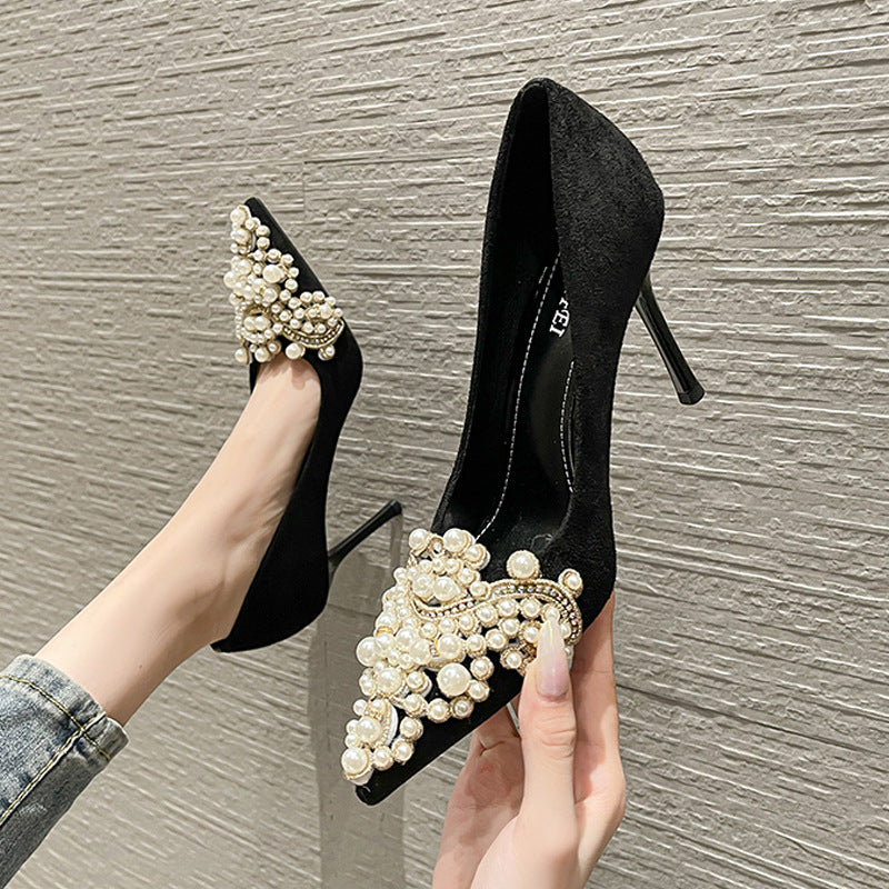 Zapatos de mujer de invierno con hebilla de perlas de aguja innovadores