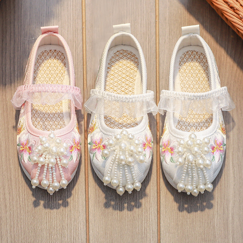 Children's The Han Clothing Ancient Style Embroidered Costume Kid's Shoes