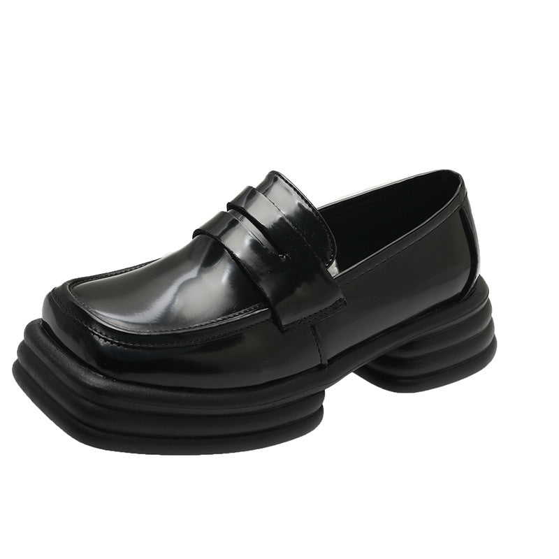 Damen Muffin Plateau Frühling College Stil Retro Lederschuhe