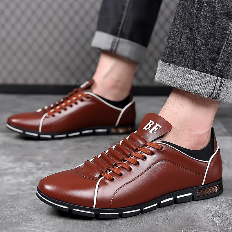 Zapatos de cuero de embalaje de bolso deportivo británico estilo coreano para hombres