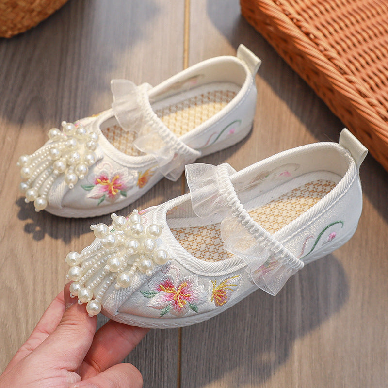 Children's The Han Clothing Ancient Style Embroidered Costume Kid's Shoes