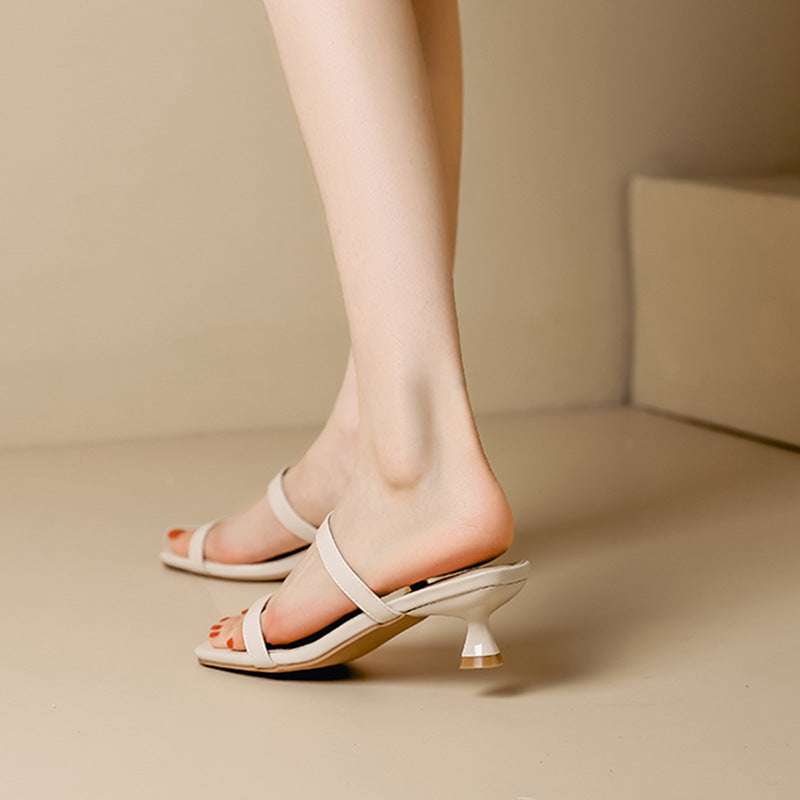 Women's Wear Summer Versatile Strap Fashion Mid Heels