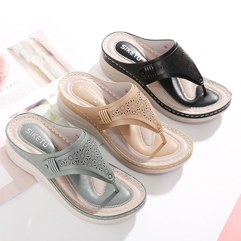 Women's Siqi Round Toe Fashion Hollow Wedge Sandals