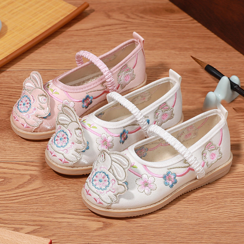 Children's Ancient Costume Embroidered Style Old Cloth Kid's Shoes