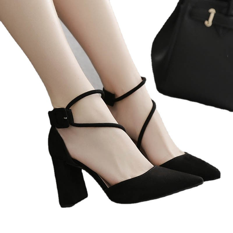 Women's High Fashion Pointed Toe Strap Chunky Women's Shoes