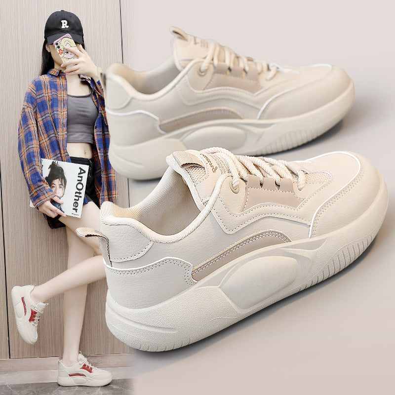 Women's White Stitching Summer Breathable Raise The Sneakers