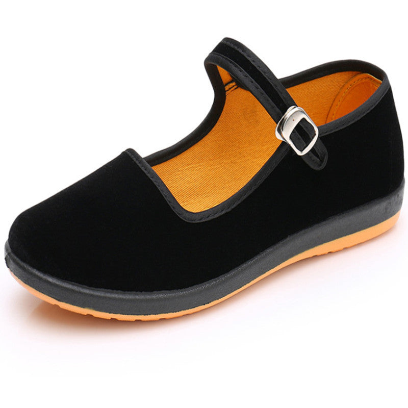 Women's Old Cloth Black Tendon Sole Canvas Shoes