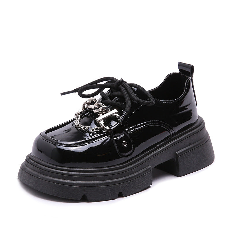 Women's Thick Bottom Black For Round Toe Loafers