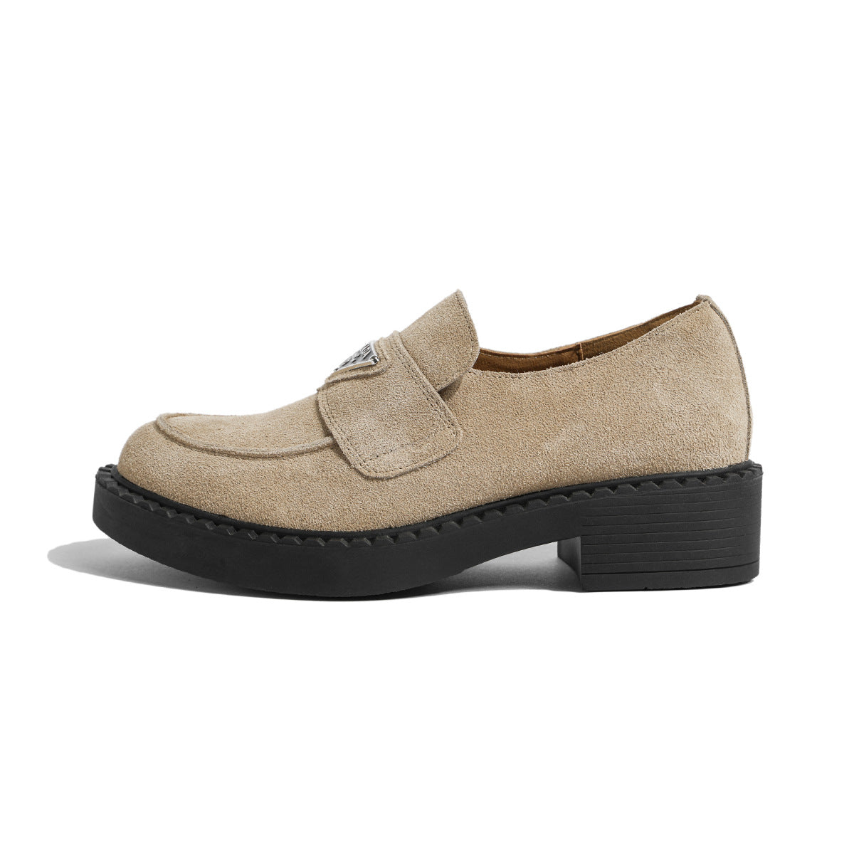 Damen Plateau Triangle Mark Slip-on Retro Britische Loafer