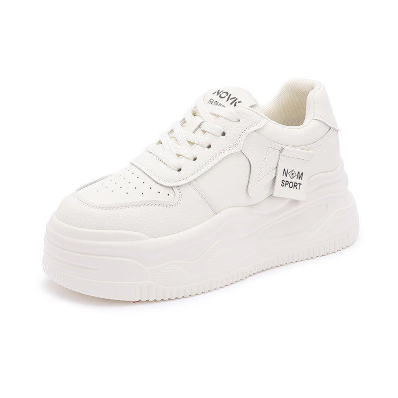 Women's Sole Increased Fleece-lined White Fashion Shallow Men's Shoes