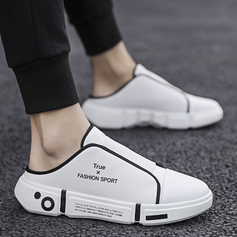 Men's Summer Korean Fashion Slip-on Breathable Lazy White Sandals