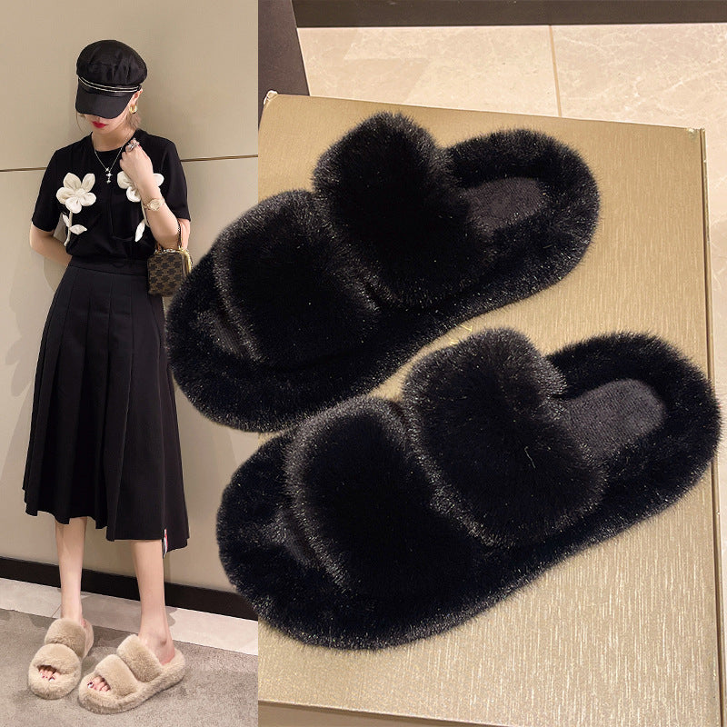 Korean Style Candy Color Fluffy Pairs Of Fish Slippers