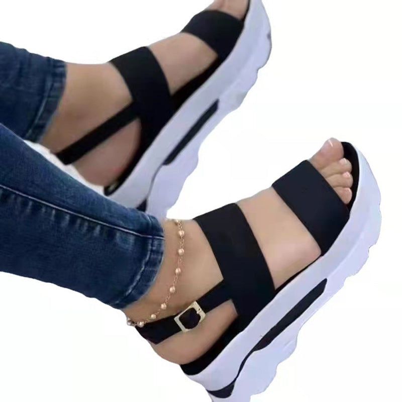 Women's Summer Wedge Plus Size Buckle Platform Sandals