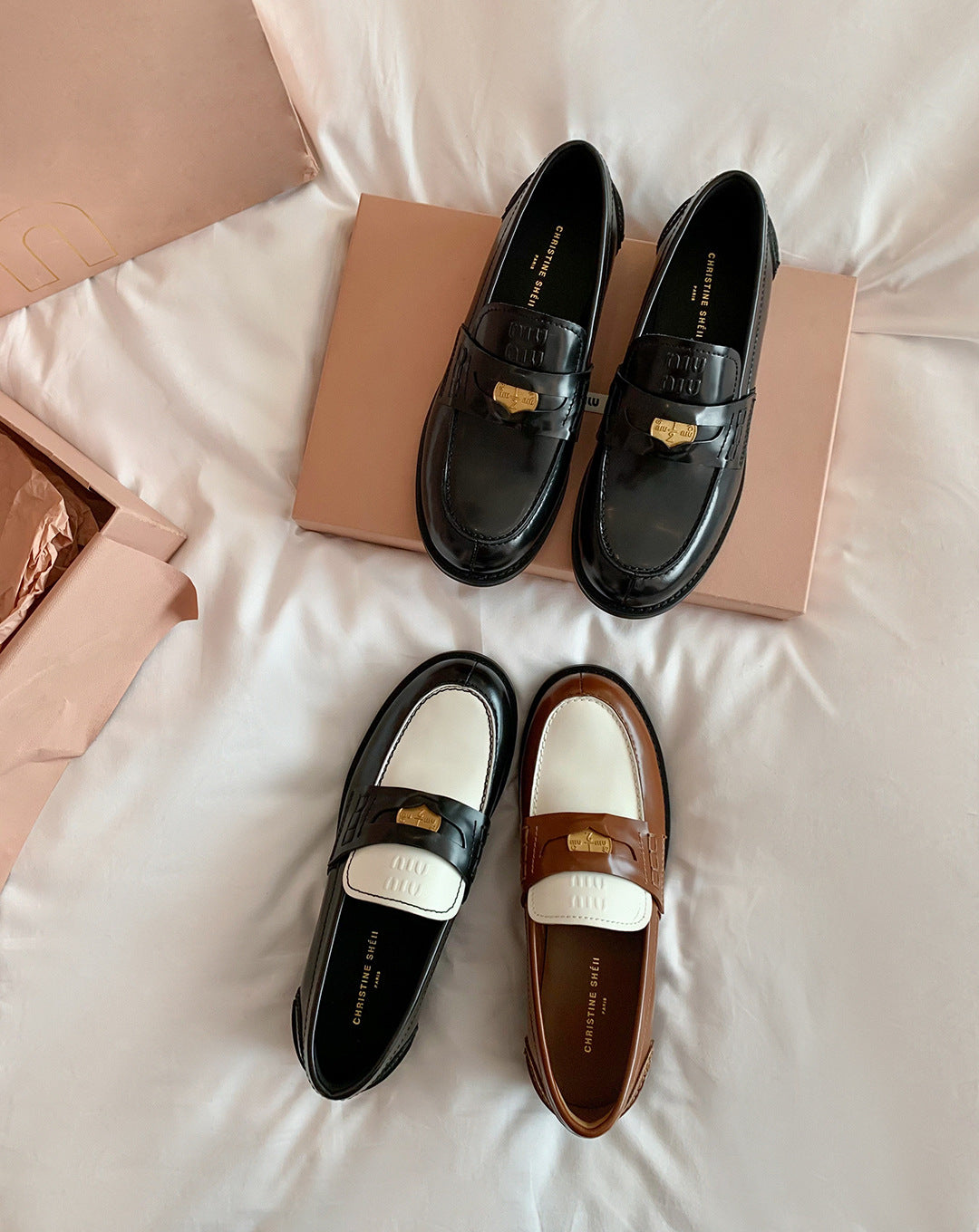 Handmade Gold Coin Female Flat Bottom Loafers