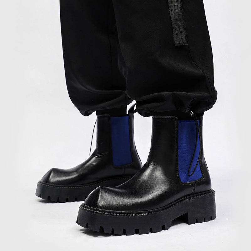 Dicke Chelsea-Stiefel für Herren im britischen Stil mit quadratischer Zehenpartie