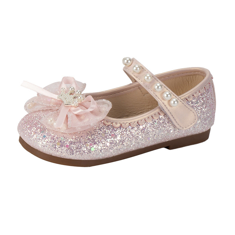 Children's Rhinestone Pearl Fairy Princess Little Western Kid's Shoes