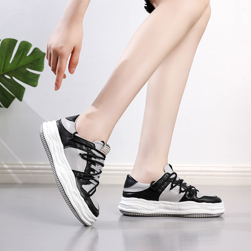 Women's White Korean Dissoed Breathable Board Thick Casual Shoes
