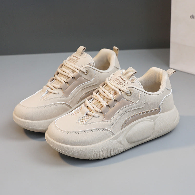 Women's White Stitching Summer Breathable Raise The Sneakers