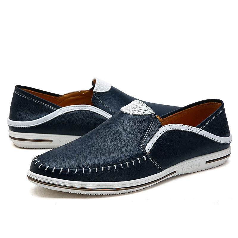 Men's Spring Hollow Breathable Korean Style Lazy Leather Shoes